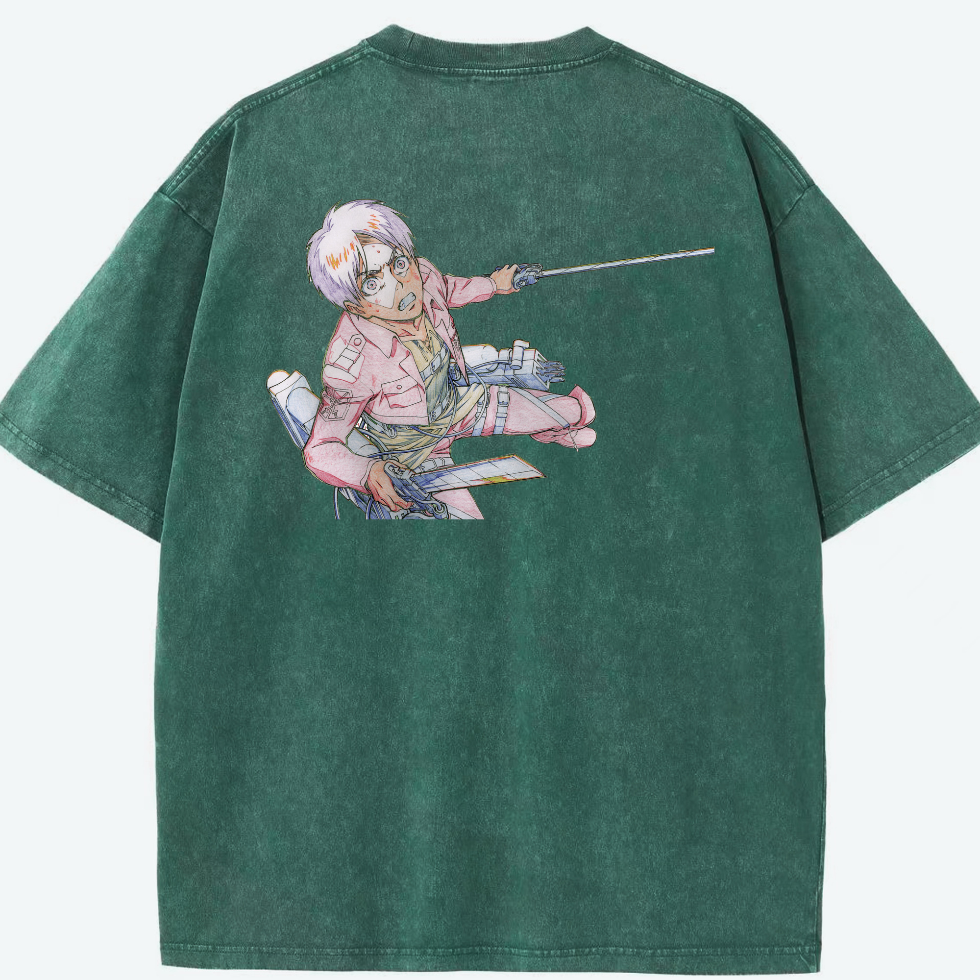 （画像用） 進撃の巨人 エレン･イェーガー Attack on Titan Eren Jäger 綿100% ヴィンテージ風 半袖Tシャツ（背面プリント）